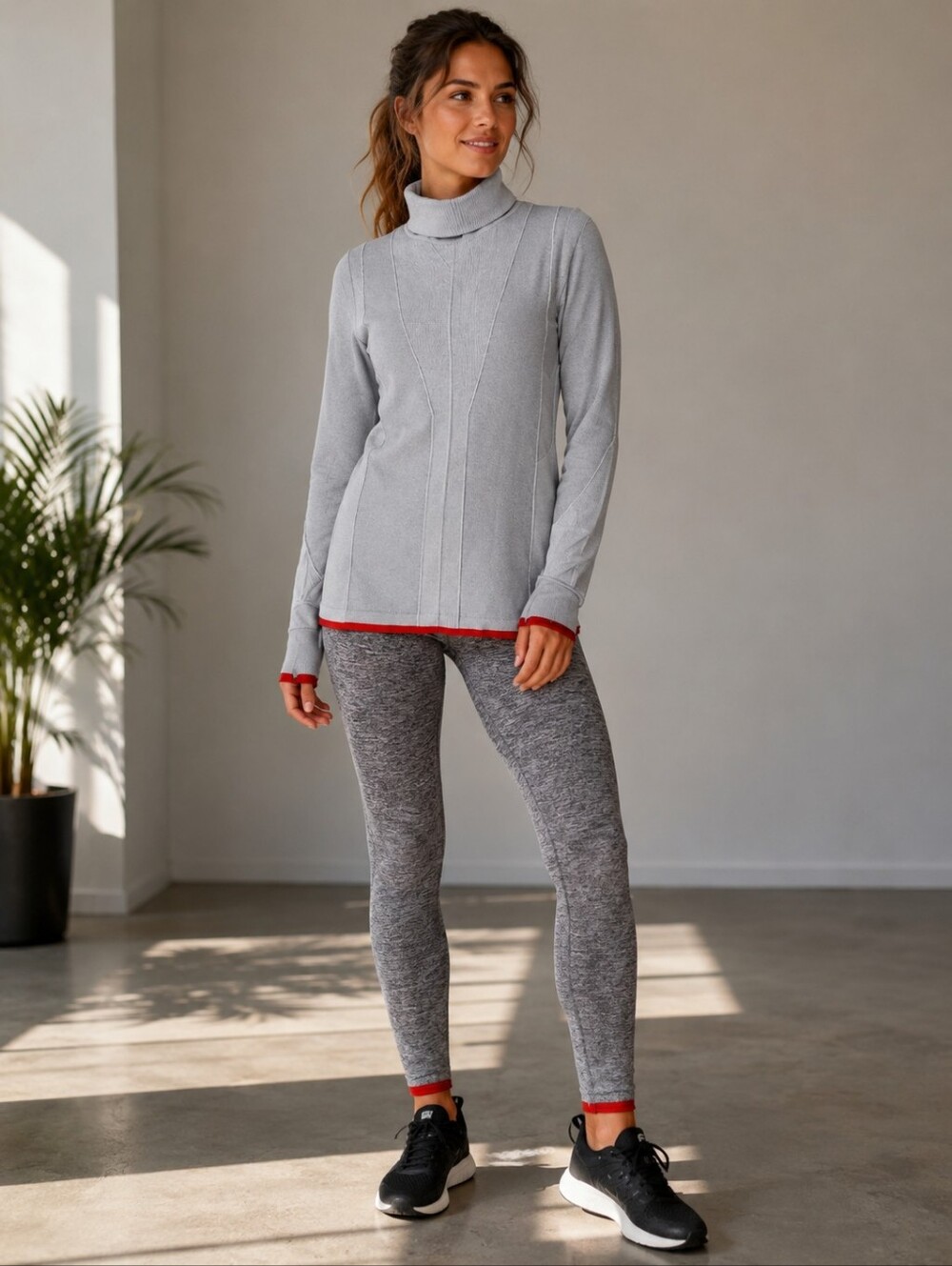 Athleta 2 Pieces Athletic Turtleneck And Leggings. Size Large.